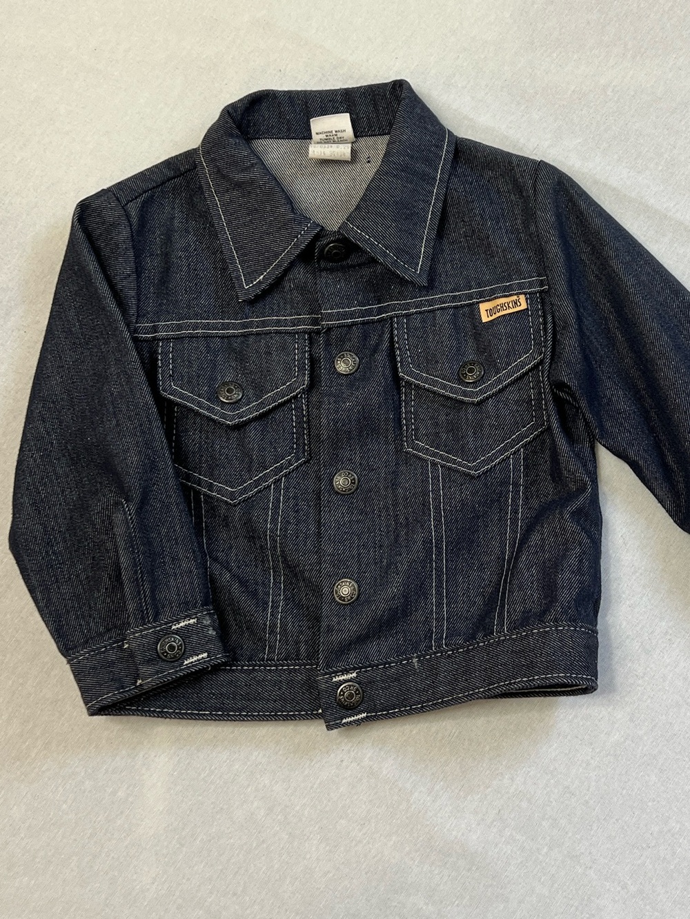 Vintage 1970s Sears Toughskins Dark Wash Blue Denim Trucker Jacket Gen X Size 4
